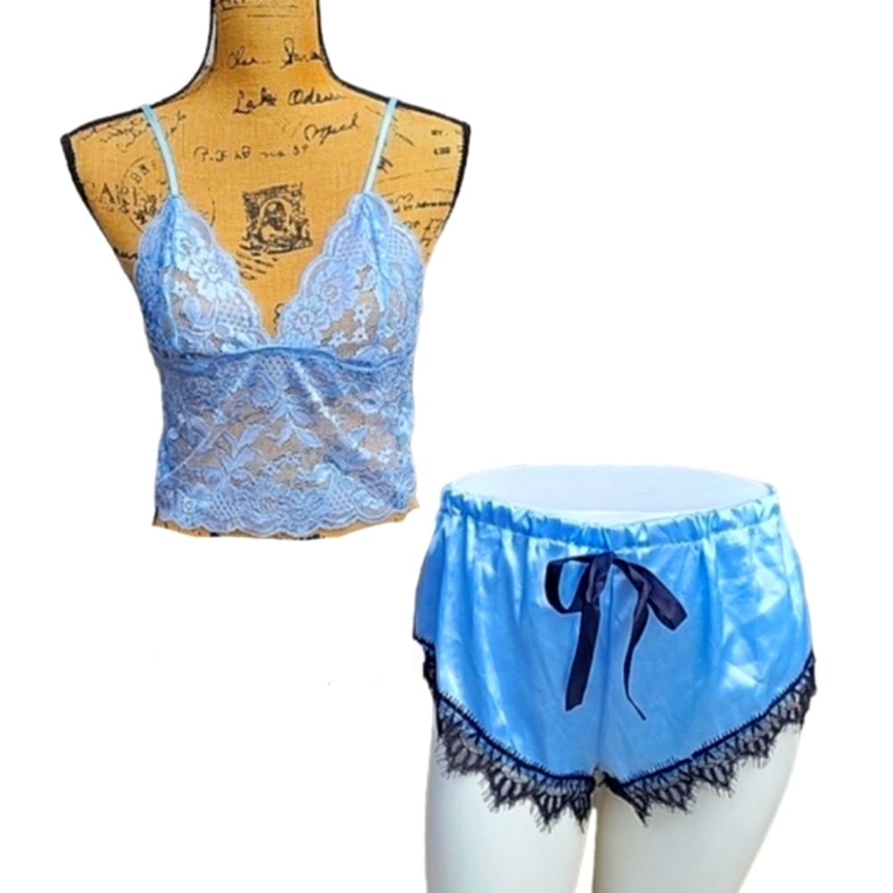 NEW 2-piece Satin & Lace Cami Lingerie Set